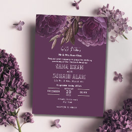 Inbjudan till Lavender Blommigt Nikah Islamic Wedd