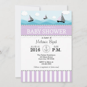 Inbjudan till Lavender Blue Nautical Baby Shower