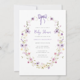 Inbjudan till Lavender Bow Wildblomma Baby Shower