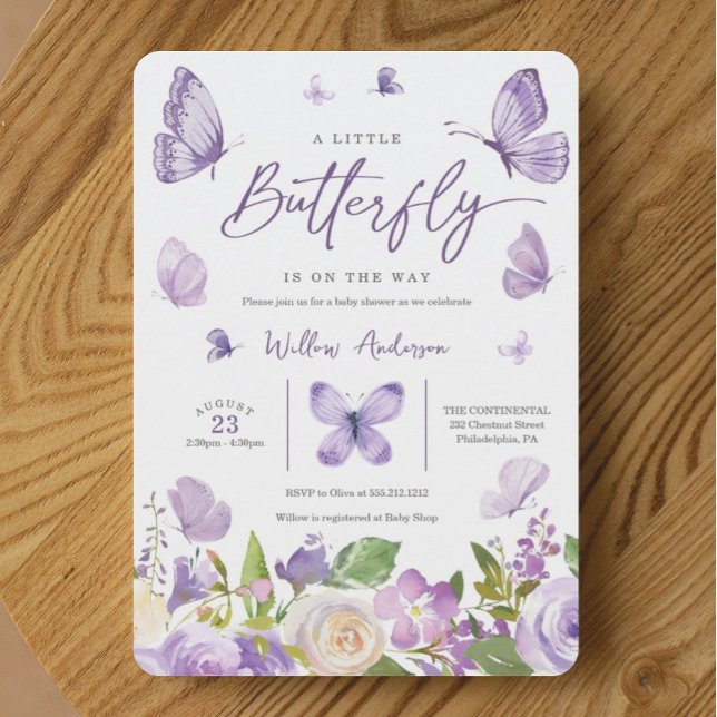 Inbjudan till Lavender Butterfly Baby Shower (Skapare uppladdad)