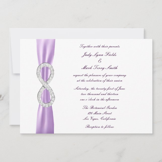 Inbjudan till lavender Diamond Infinity Wedding (Framsida)