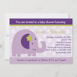 Inbjudan till Lavender Elephant Baby Shower