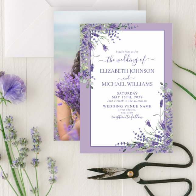 Inbjudan till Lavender Eucalyptus Greenery Photo B (Skapare uppladdad)