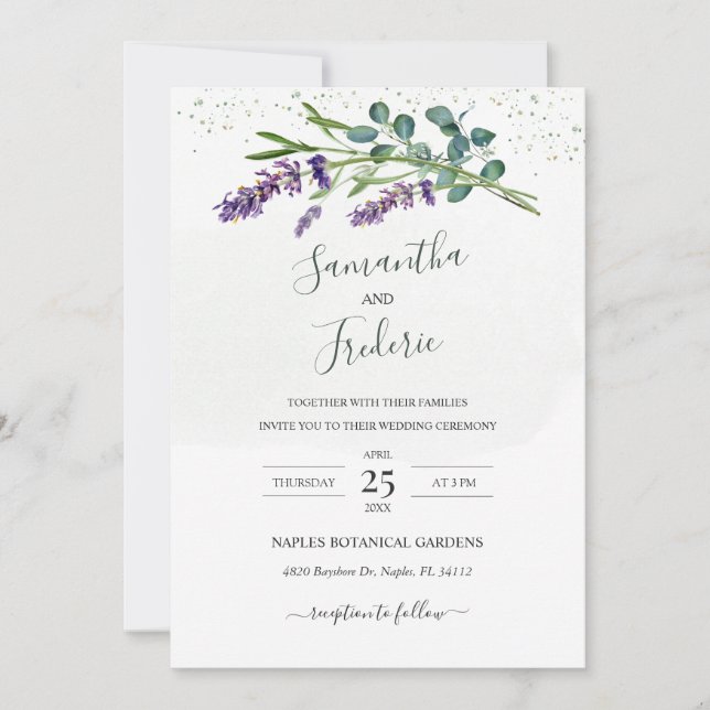 Inbjudan till Lavender Eucalyptus Wedding (Framsida)