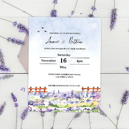 Inbjudan till Lavender Fält liggande bröllop