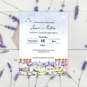 Inbjudan till Lavender Fält liggande bröllop