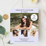 Inbjudan till Lavender-fotokollage-födelsedagskale<br><div class="desc">Skapa din egen unika fotokollage. Använda fyra,  fyra av dina favoritfoton. Anpassa och lägg till information om namn och party. Lavender,  violett färg,  svart text.</div>