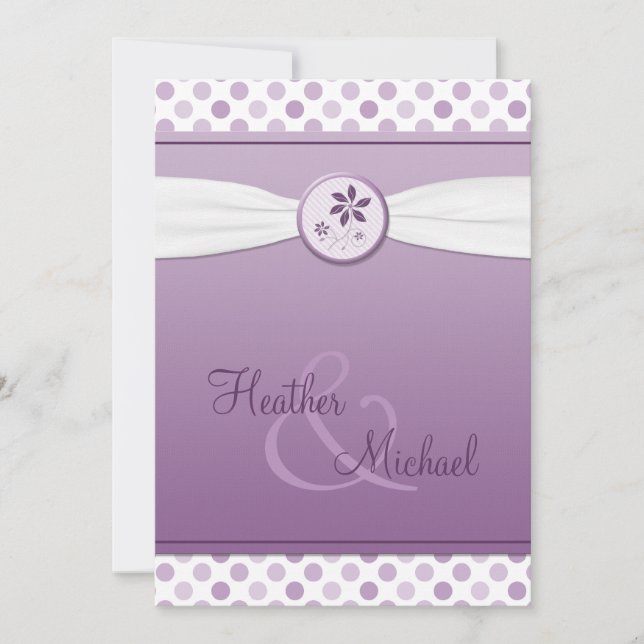 Inbjudan till Lavender Lila Polka Dot Wedding (Framsida)
