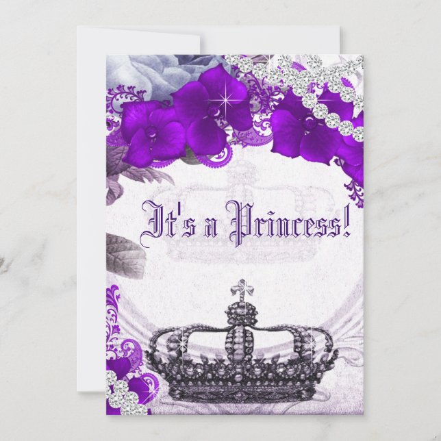 Inbjudan till Lavender Lila Princess Baby Shower (Framsida)
