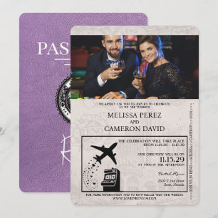 Inbjudan till Lavender Lila Reno Passport Wedding
