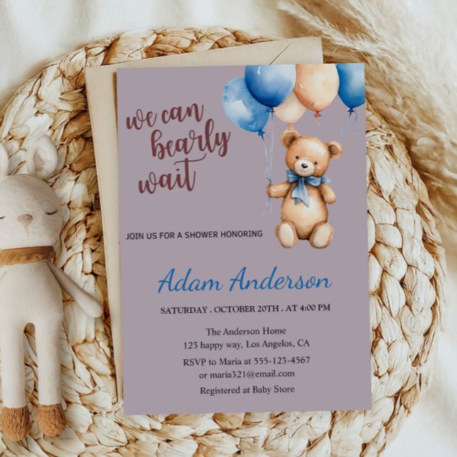 Inbjudan till Lavender Nalle Baby Shower (Skapare uppladdad)