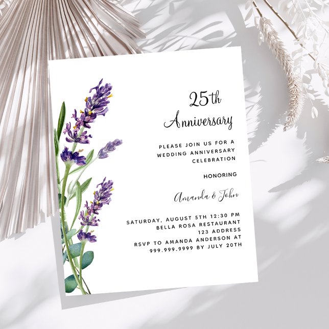 Inbjudan till Lavender på 25:e bröllop-årsdagen (Skapare uppladdad)