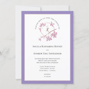 Inbjudan till Lavender Plum Blommar Initialer