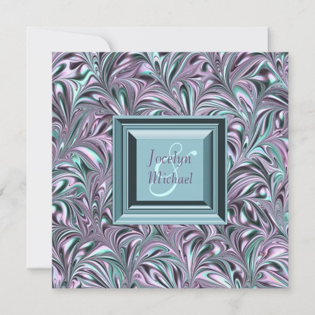 Inbjudan till Lavender Teal Blue Wedding (Framsida)