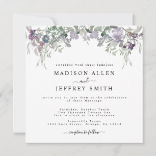 Inbjudan till Lavender Wildblomma & Greenery Weddi