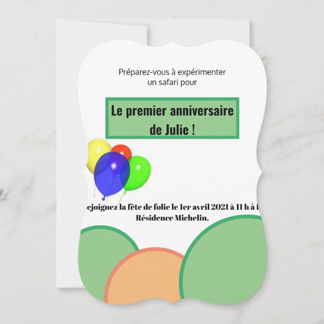 Inbjudan till Le premier anniversaire (Framsida)