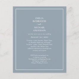 Inbjudan till LeahG Dusty Blue Monochrome Wedding Flygblad