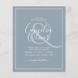 Inbjudan till LeahG Dusty Blue Monochrome Wedding Flygblad