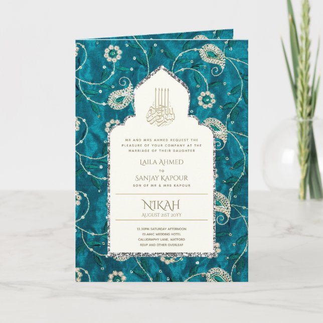 Inbjudan till LeahG Paisley Ornate Islamic Wede (Framsida)