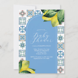 Inbjudan till Lemon Baby Shower Blue och Gult