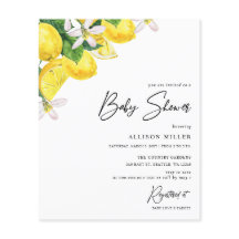 Inbjudan till Lemon Baby Shower för budgetGult