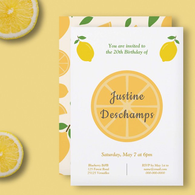 Inbjudan till Lemon Birthday (Lemon Birthday Invitation)