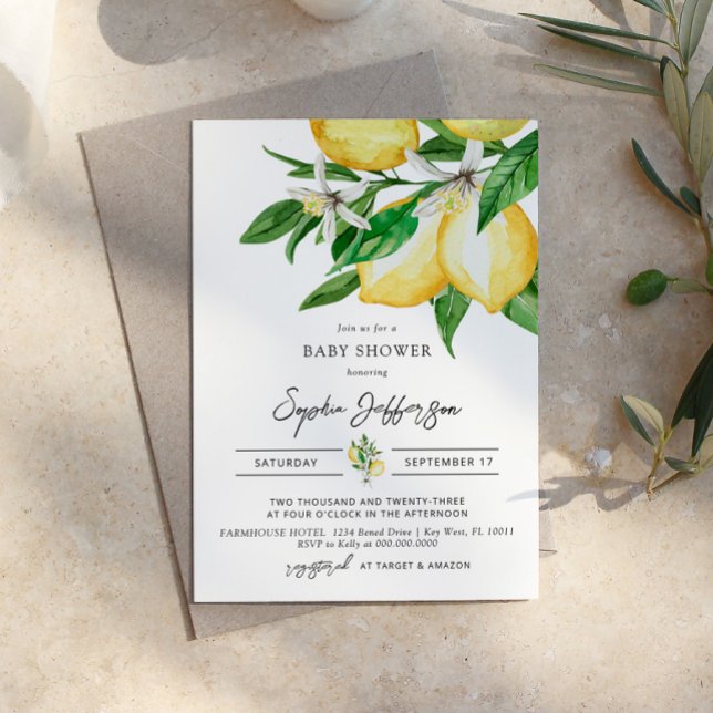 Inbjudan till Lemon Grey Baby Shower (Skapare uppladdad)