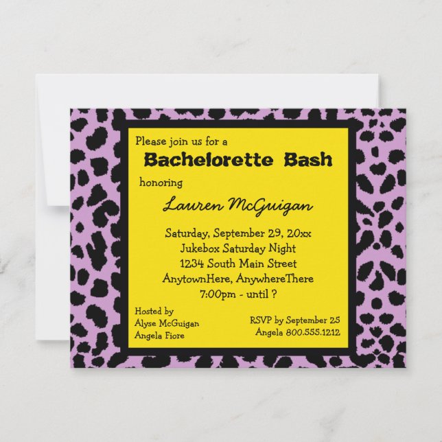 Inbjudan till Lemon Gult Leopard Print Party (Framsida)