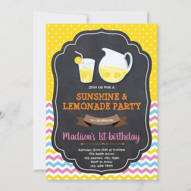 Inbjudan till lemonade födelsedagsfest (Framsida)