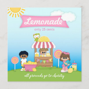 Inbjudan till Lemonade stand Lollipop-Barn-grupp