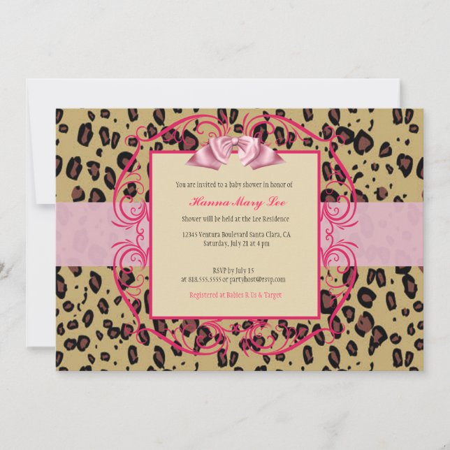 Inbjudan till Leopard Baby Shower (Framsida)