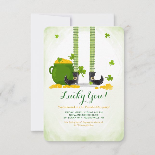 Inbjudan till Leprechaun Ben St. Patrick-Day (Framsida)