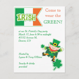 Inbjudan till Leprechaun St patricks day-partiet