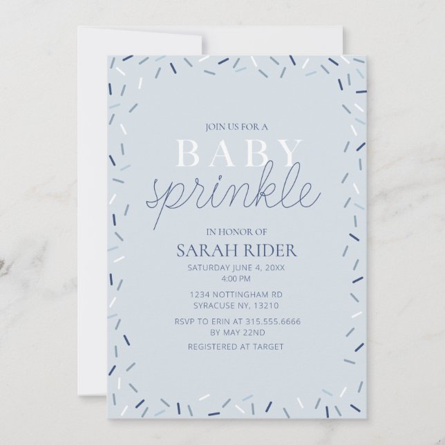 Inbjudan till Light Blue Baby Sprinkle Shower (Framsida)