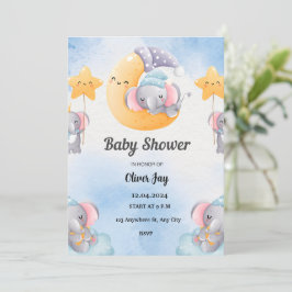 Inbjudan till Light Blue Illustrated Baby Shower