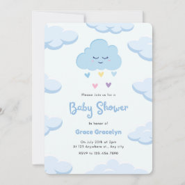 Inbjudan till Light Blue Minimalist Baby Shower