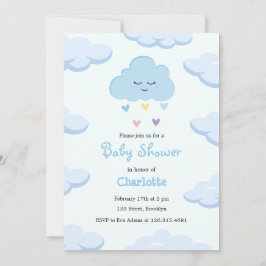 Inbjudan till Light Blue Simple Cloud Baby Shower