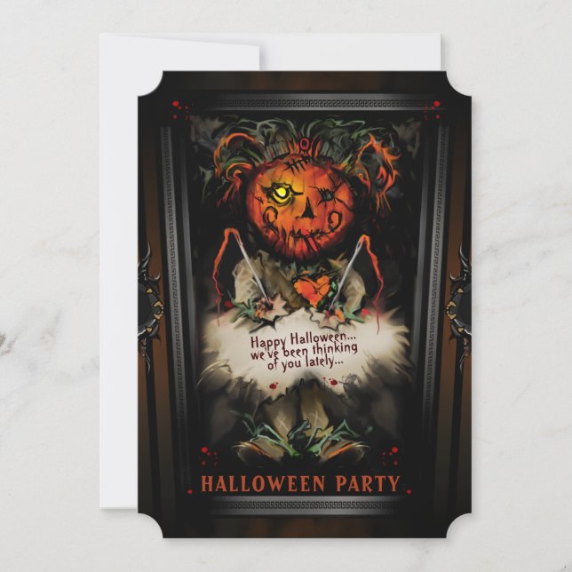 Inbjudan till Lil Voodoo Doll Pumpkin Halloween fe (Framsida)