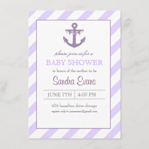 Inbjudan till lila Ahoy Anchor Baby Shower
