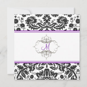 Inbjudan till lila av baroque snöre damask/neon