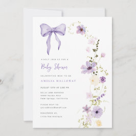 Inbjudan till lila Baby Shower Wildblomma Party Pa
