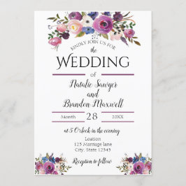 Inbjudan till lila Blommigt