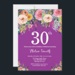 Inbjudan till Lila Blommigt 30års födelsedag<br><div class="desc">Lila Blommigt 30års födelsedag inbjudan till kvinnor. Vattenfärgsblomma Blommigt blomma. Lila Lilac Lavender Violet Background. Rosa,  Gult,  Orange,  Lila blomma. Vuxen födelsedag. Om du vill göra ytterligare anpassningar klickar du på knappen Anpassa och användor verktygen som är utformat för att ändra mallen.</div>