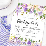 Inbjudan till Lila Blommigt 30års födelsedag<br><div class="desc">Hona en speciell kvinna med denna elegant och feminin födelsedagsfest inbjudan. Information om födelsedagsfirandet omges av överst- och grund lila blommigt gräns. Blommigten inslag är inkapslad i löv i djupa gröntar. Även om det är en traditionell utformning, är den öppna och håriga botaniska bladens och ge en contemporary vibe. Denna...</div>