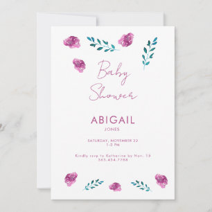 Inbjudan till lila Blommigt Baby Shower
