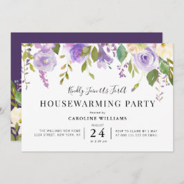 Inbjudan till lila blommigt-hemmavärmarpart