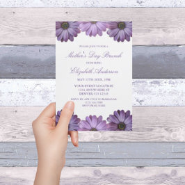 Inbjudan till lila Blommigt Mors dag Brunch