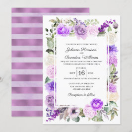 Inbjudan till Lila Blommigt Vår bröllop