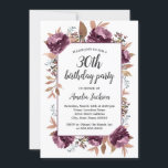 Inbjudan till lila Bloom Watercolor 30års födelsed<br><div class="desc">Mer söt Modern Blommigt Watercolor Birthday-inbjudan i Little Bayleigh Store!</div>