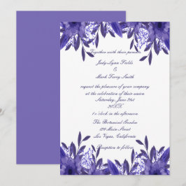Inbjudan till lila Blue Blommigt Foliage Wedding